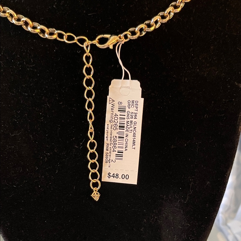 NWT Gemma Layne Gold Pendant Necklace with Charms- Pearl and evil eye - Picture 4 of 4